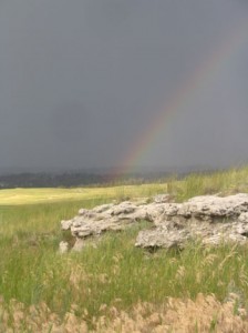 A rainbow ends in Sowbelly Canyon.